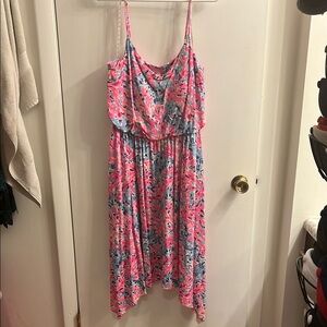 Lilly Pulitzer Pink and Blue Asymmetrical Dress